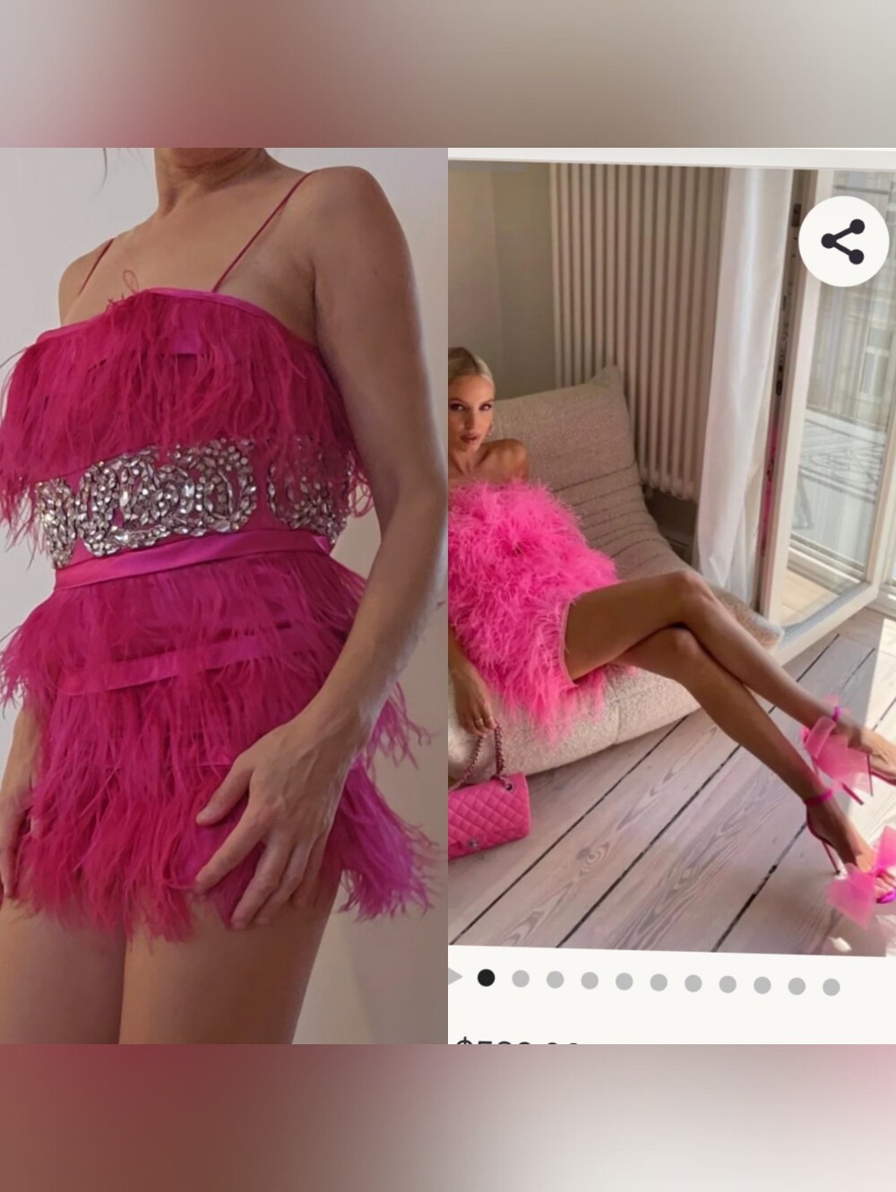 Hollywood Glam Sabrina Carpenter Customized Ostrich W Gem Petite Dress Xs